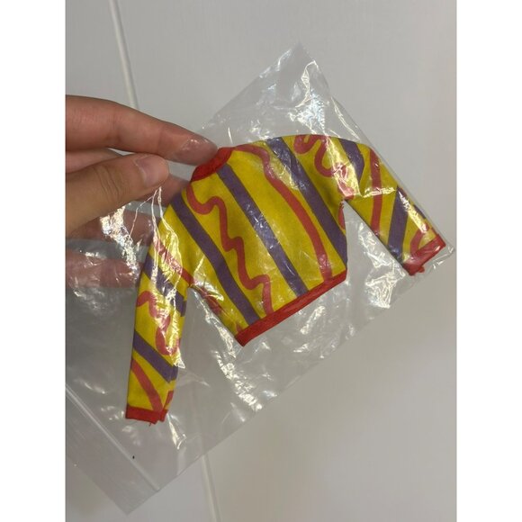 VTG Barbie Doll Colorful Striped Jacket with Red & Yellow Trim Dollwear Fashion - Picture 3 of 3